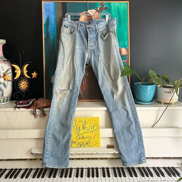 Fifty five Diesel Stylish Light Blue Men's Skinny Jeans 32 4 Button Fly - Picture 15 of 16